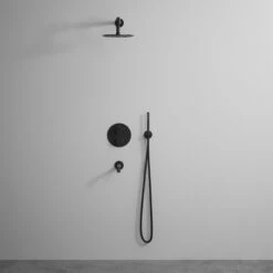 Luxe Matte Black 3 Way Thermostatic Shower With Handheld Shower & Bath Spout