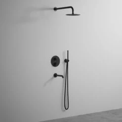 Luxe Matte Black 3 Way Thermostatic Shower With Handheld Shower & Bath Spout -LUSSO STONE Sales luxe matte black 3 way thermostatic shower with handheld shower bath spout p1120 6893 zoom