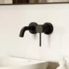 Luxe Matte Black Short Projection Wall Mounted Basin Mixer Tap
