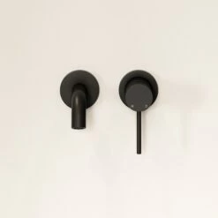 Luxe Matte Black Short Projection Wall Mounted Basin Mixer Tap -LUSSO STONE Sales luxe matte black short projection wall mounted basin mixer tap p1519 46070 zoom