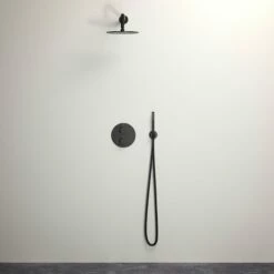 Luxe Matte Black Thermostatic Shower With Handheld Shower