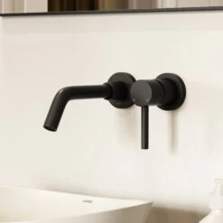 Luxe Matte Black Wall Mounted Basin Mixer Tap V1