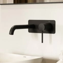Luxe Matte Black Wall Mounted Basin Mixer Tap V2