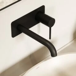Luxe Matte Black Wall Mounted Basin Mixer Tap V2 9 Luxe Matte Black Wall Mounted Basin Mixer Tap V2 -LUSSO STONE Sales luxe matte black wall mounted basin mixer tap v2 p477 46001 zoom