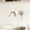 Luxe Matte White Short Projection Wall Mounted Basin Mixer Tap