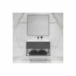 Luxe Mirror With Slimline Matte Black Metal Frame 900mm