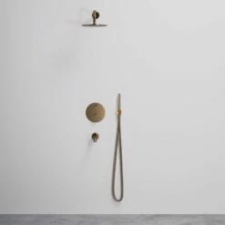 Luxe Rose Gold 3 Way Thermostatic Shower With Handheld Shower & Bath Spout