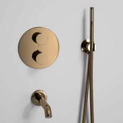 Luxe Rose Gold 3 Way Thermostatic Shower With Handheld Shower & Bath Spout -LUSSO STONE Sales luxe rose gold 3 way thermostatic shower with handheld shower bath spout p1223 7450 zoom
