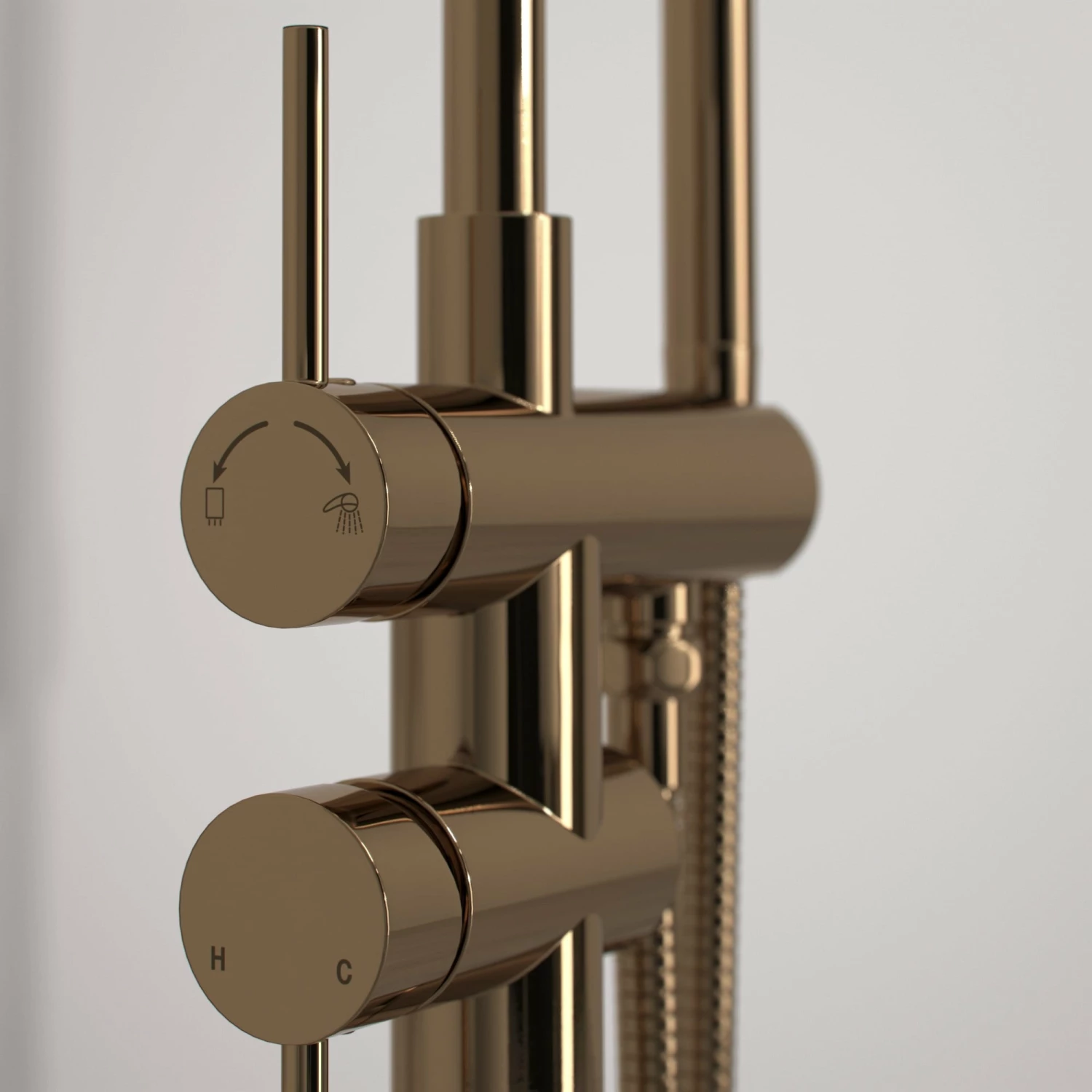 Luxe Rose Gold Floorstanding Bath Shower Mixer Tap 4 Luxe Rose Gold Floorstanding Bath Shower Mixer Tap - Image 2