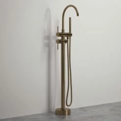 Luxe Rose Gold Floorstanding Bath Shower Mixer Tap 8 Luxe Rose Gold Floorstanding Bath Shower Mixer Tap -LUSSO STONE Sales luxe rose gold floorstanding bath shower mixer tap p1125 6913 zoom