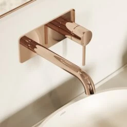 Luxe Rose Gold Wall Mounted Basin Mixer Tap V2 -LUSSO STONE Sales luxe rose gold wall mounted basin mixer tap v2 p1119 46009 zoom