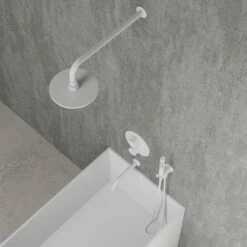 Luxe Silk Matte White 3 Way Thermostatic Shower With Handheld Shower & Bath Spout -LUSSO STONE Sales luxe silk matte white 3 way thermostatic shower with handheld shower bath spout p2371 13289 zoom