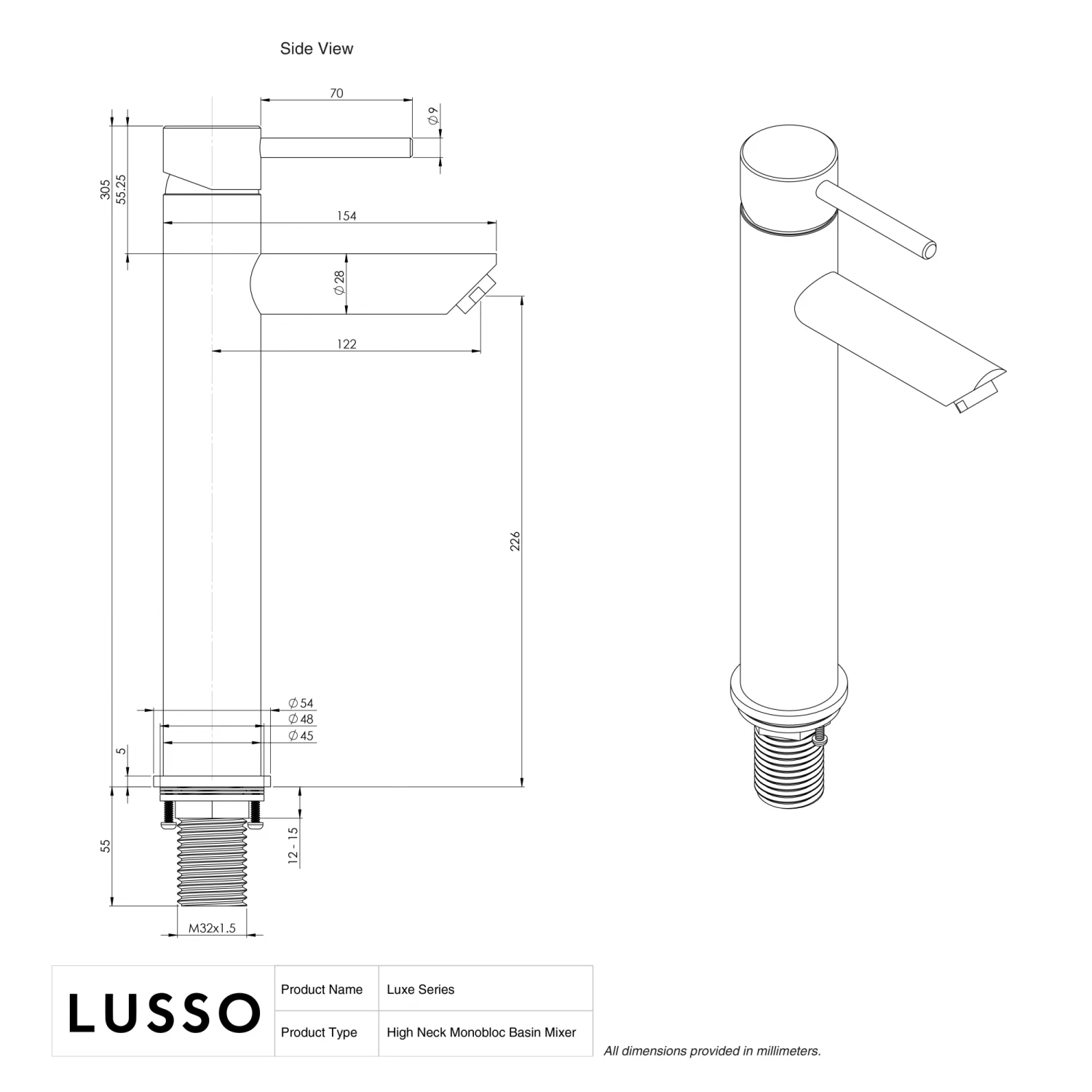 Luxe Silk Matte White Basin Tall Monobloc Mixer Tap 7 Luxe Silk Matte White Basin Tall Monobloc Mixer Tap - Image 5