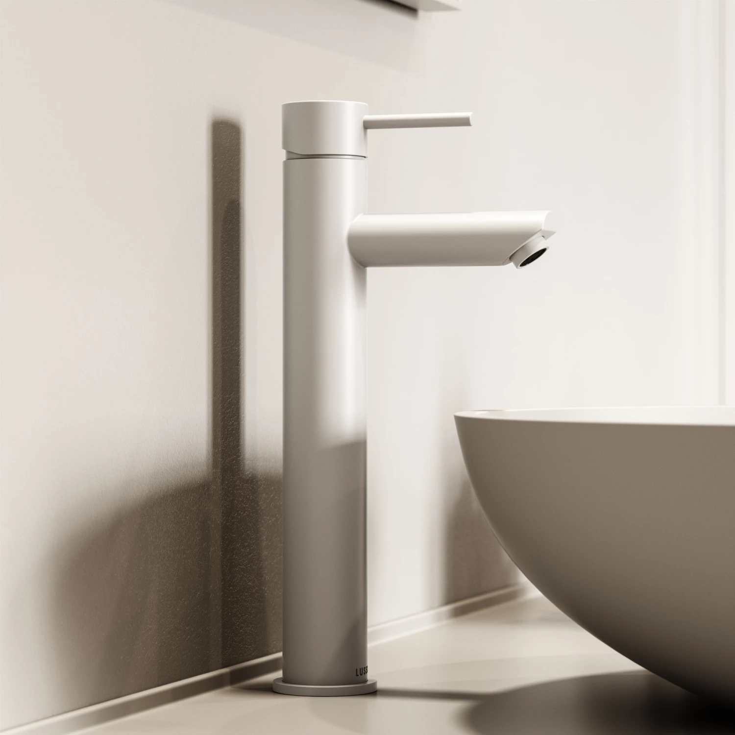 Luxe Silk Matte White Basin Tall Monobloc Mixer Tap 4 Luxe Silk Matte White Basin Tall Monobloc Mixer Tap - Image 2