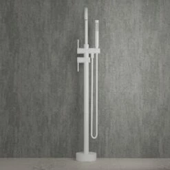 Luxe Silk Matte White Floorstanding Bath Shower Mixer Tap -LUSSO STONE Sales luxe silk matte white floorstanding bath shower mixer tap p2370 13279 zoom
