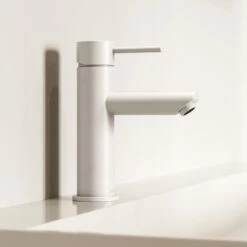 Luxe Silk Matte White Monobloc Basin Mixer Tap