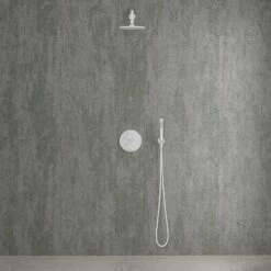Luxe Silk Matte White Thermostatic Shower With Handheld Shower