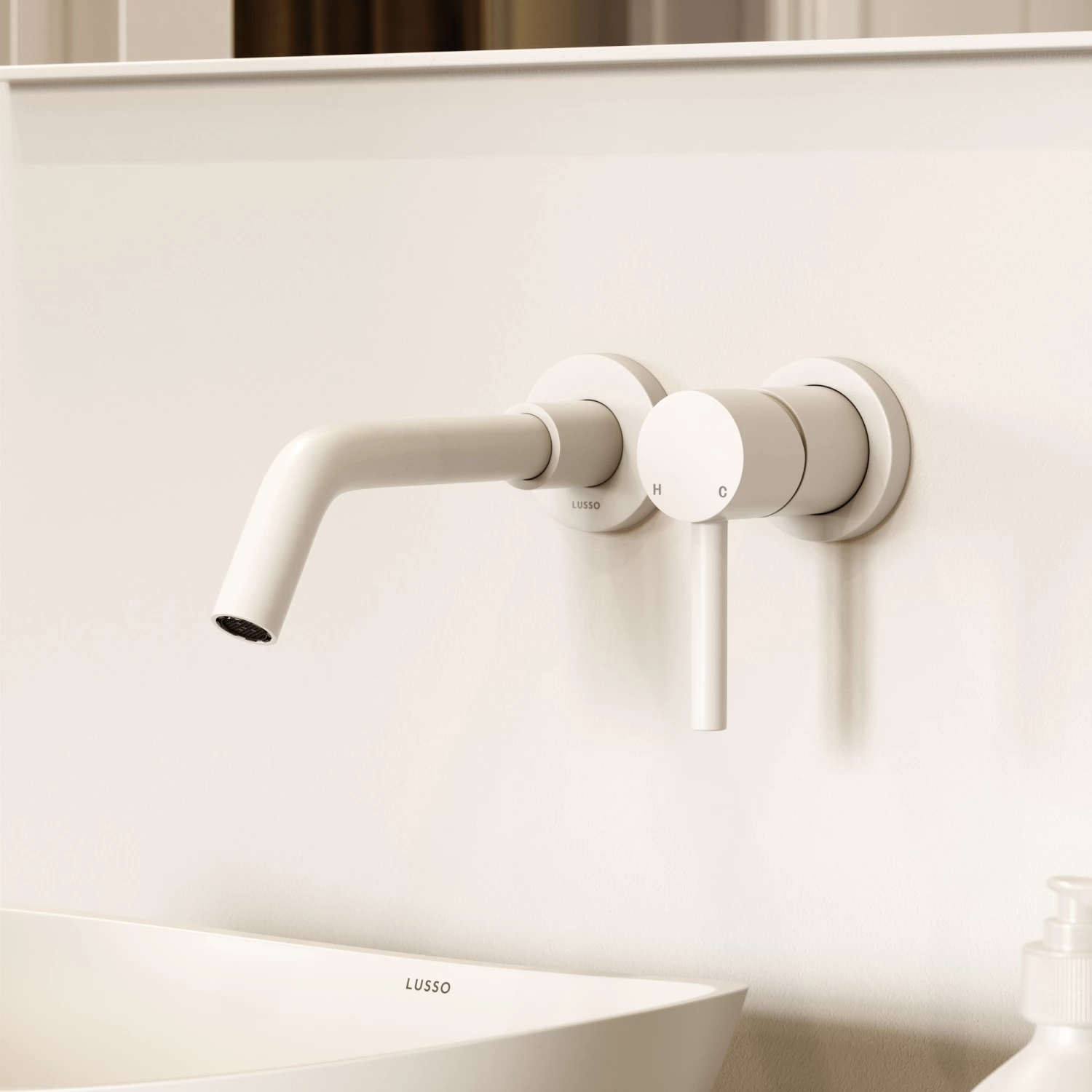 Luxe Silk Matte White Wall Mounted Basin Mixer Tap V1 3 Luxe Silk Matte White Wall Mounted Basin Mixer Tap V1