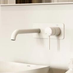 Luxe Silk Matte White Wall Mounted Basin Mixer Tap V2