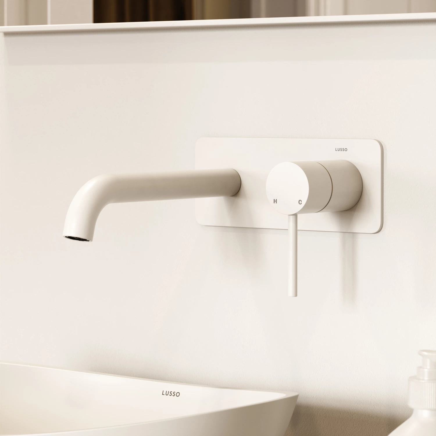 Luxe Silk Matte White Wall Mounted Basin Mixer Tap V2 3 Luxe Silk Matte White Wall Mounted Basin Mixer Tap V2