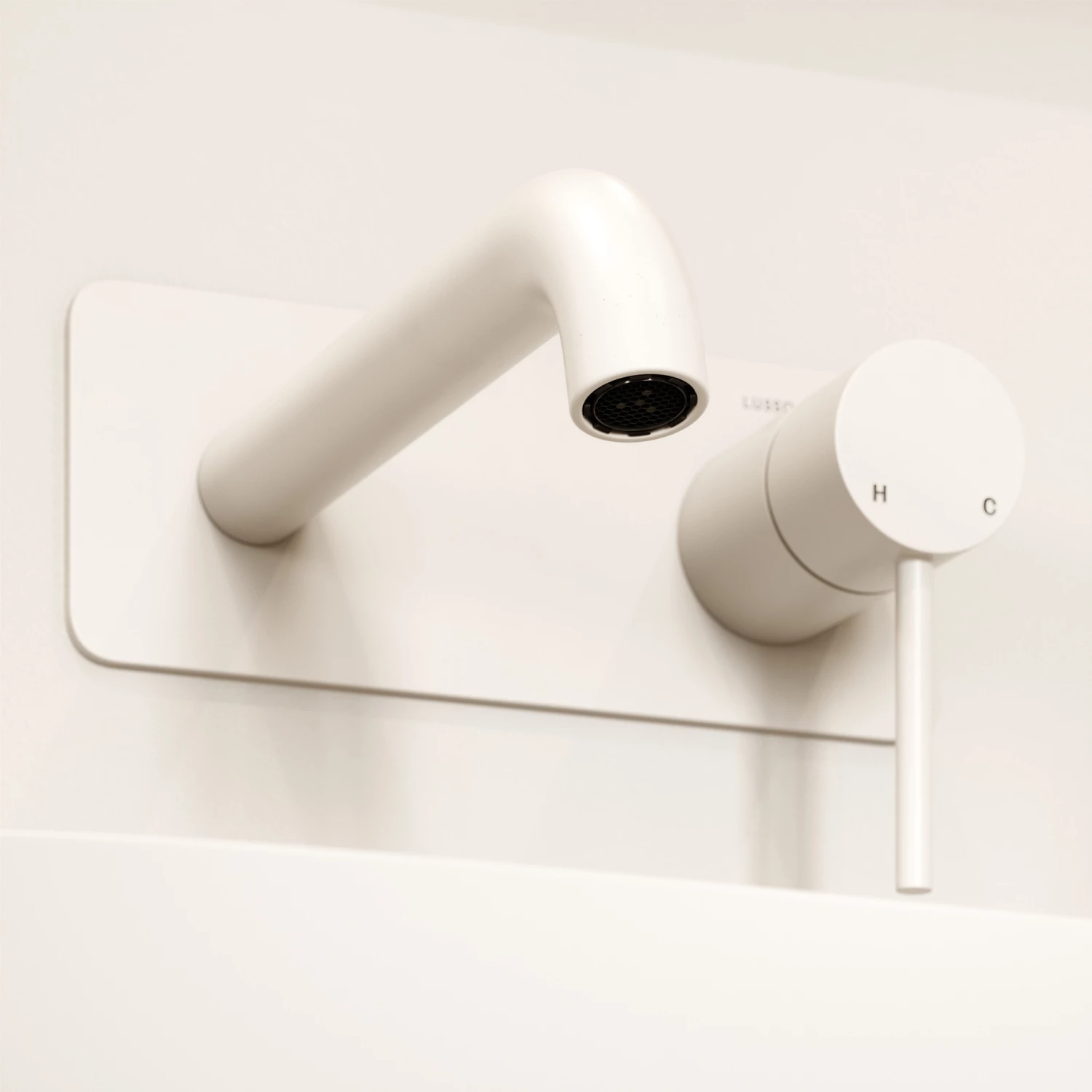 Luxe Silk Matte White Wall Mounted Basin Mixer Tap V2 4 Luxe Silk Matte White Wall Mounted Basin Mixer Tap V2 - Image 2