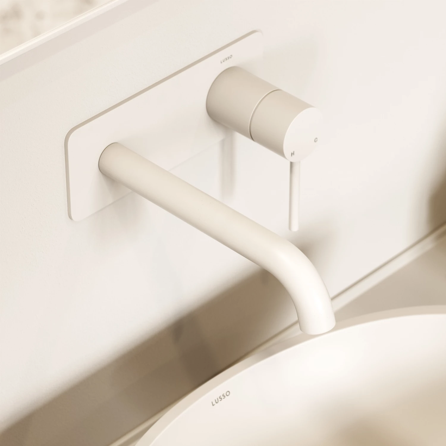 Luxe Silk Matte White Wall Mounted Basin Mixer Tap V2 5 Luxe Silk Matte White Wall Mounted Basin Mixer Tap V2 - Image 3