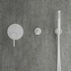 Luxe Silk Matte White Wall Mounted Bath Shower Mixer Tap