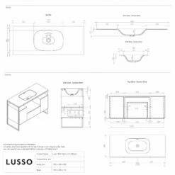 Luxe Vanity Unit With Stone Basin (Matte Black Frame 1200mm) -LUSSO STONE Sales luxe vanity unit with stone basin matte black frame 1200mm p5085 36297 zoom