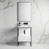Luxe Vanity Unit With Stone Basin (Matte Black Frame 600mm)