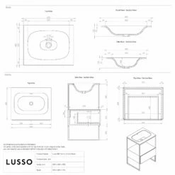 Luxe Vanity Unit With Stone Basin (Matte Black Frame 600mm) -LUSSO STONE Sales luxe vanity unit with stone basin matte black frame 600mm p5055 36295 zoom