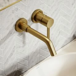 Luxe Wall Mounted Basin Mixer Tap Brushed Gold -LUSSO STONE Sales luxe wall mounted basin mixer tap brushed gold p1319 45984 zoom