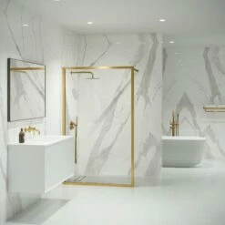 Mayfair Brushed Gold Shower Screen (All Sizes) -LUSSO STONE Sales mayfair brushed gold shower screen all sizes p1624 14773 zoom