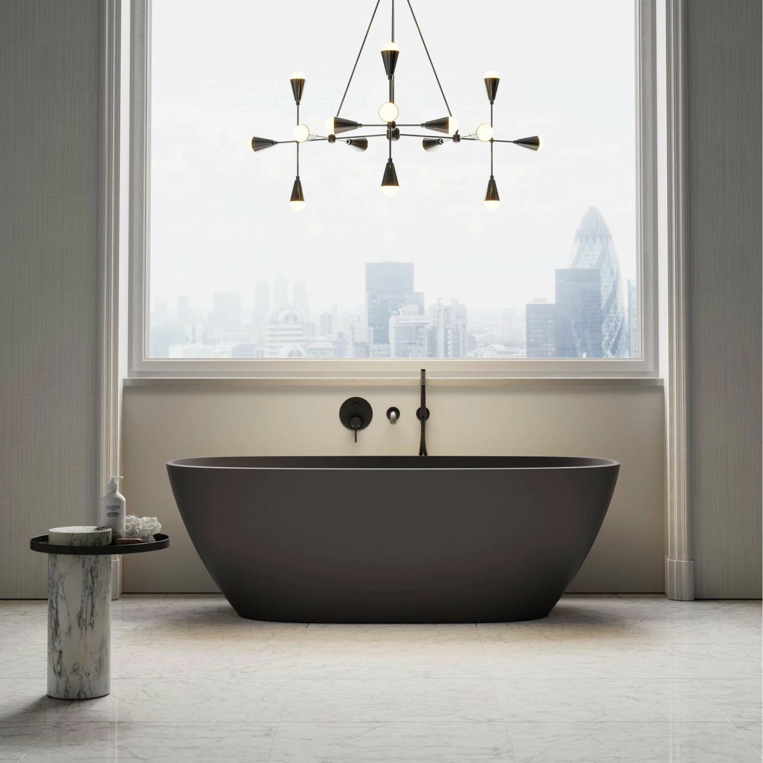 Monaco Charcoal Freestanding Stone Bath 1700mm 3 Monaco Charcoal Freestanding Stone Bath 1700mm
