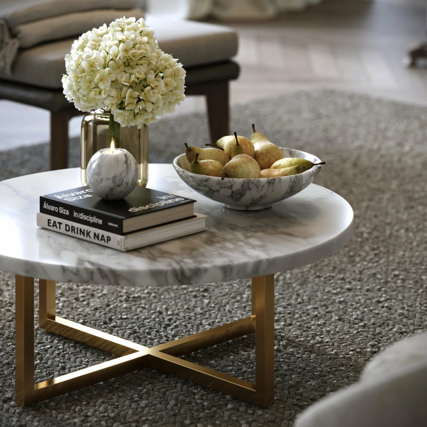 Nazzano Arabescato Marble Round Coffee Table 5 Nazzano Arabescato Marble Round Coffee Table - Image 3