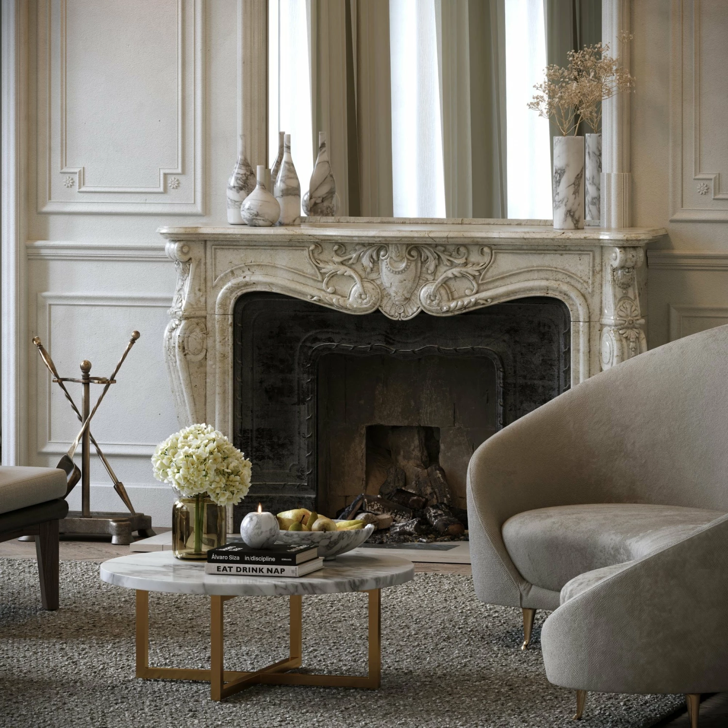 Nazzano Arabescato Marble Round Coffee Table 4 Nazzano Arabescato Marble Round Coffee Table - Image 2