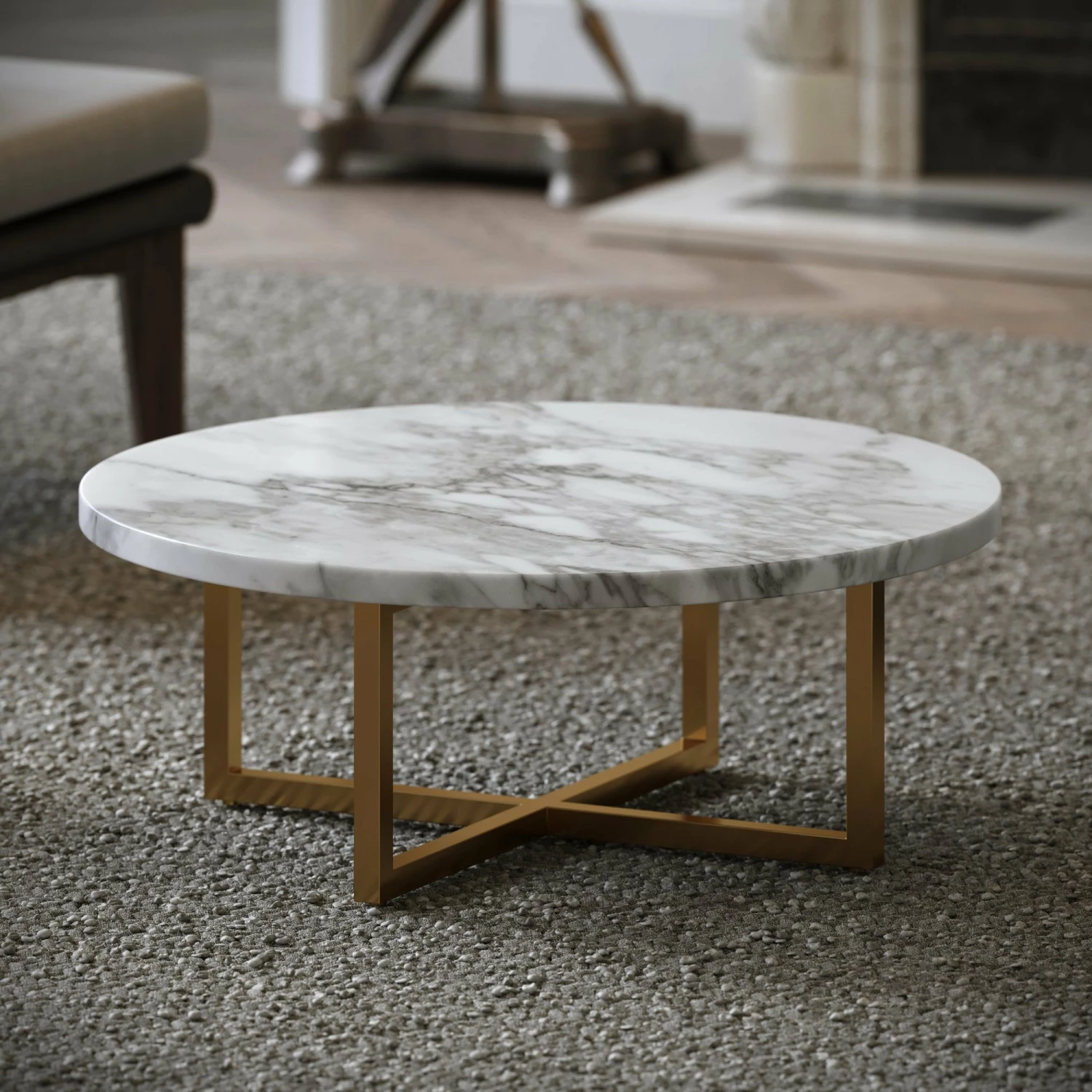 Nazzano Arabescato Marble Round Coffee Table 3 Nazzano Arabescato Marble Round Coffee Table