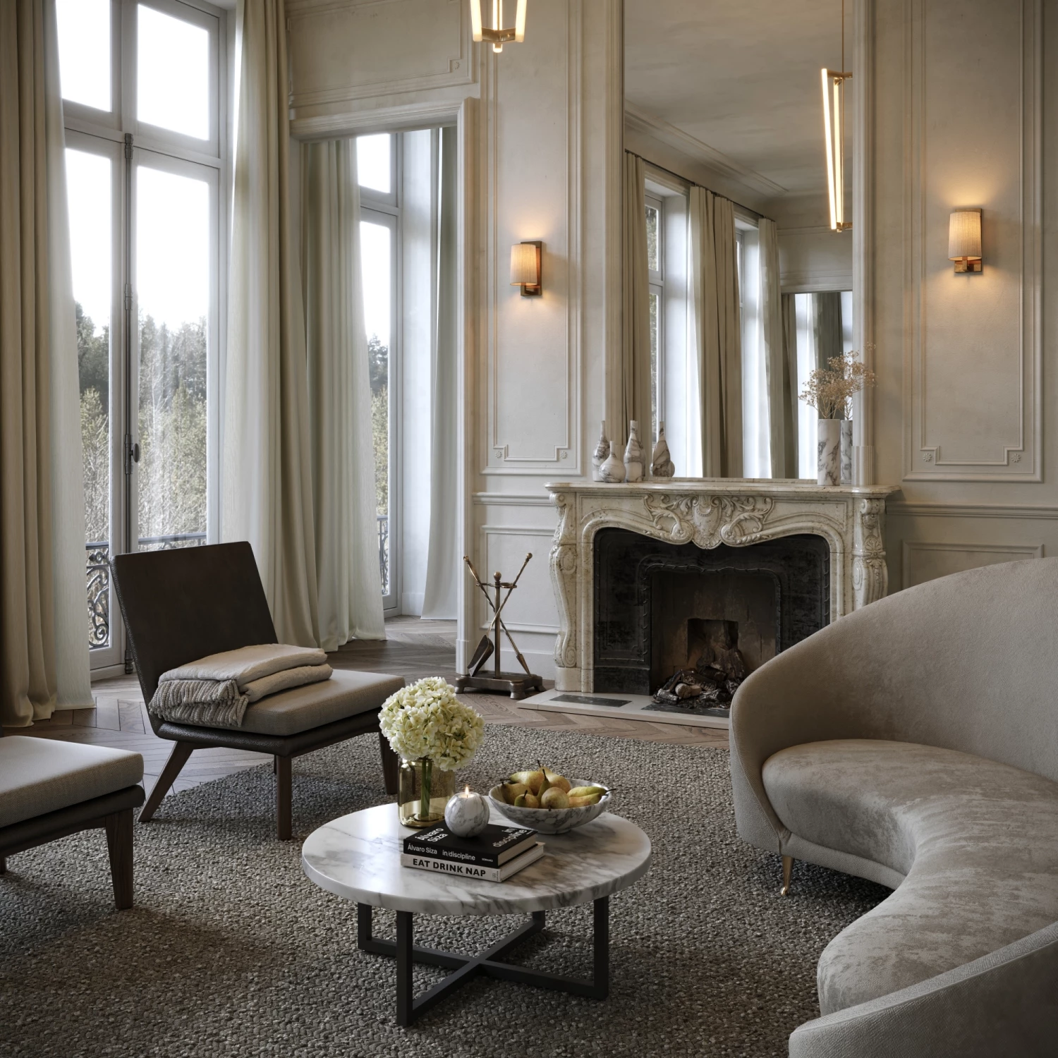 Nazzano Arabescato Marble Round Coffee Table With Black Legs 6 Nazzano Arabescato Marble Round Coffee Table With Black Legs - Image 4