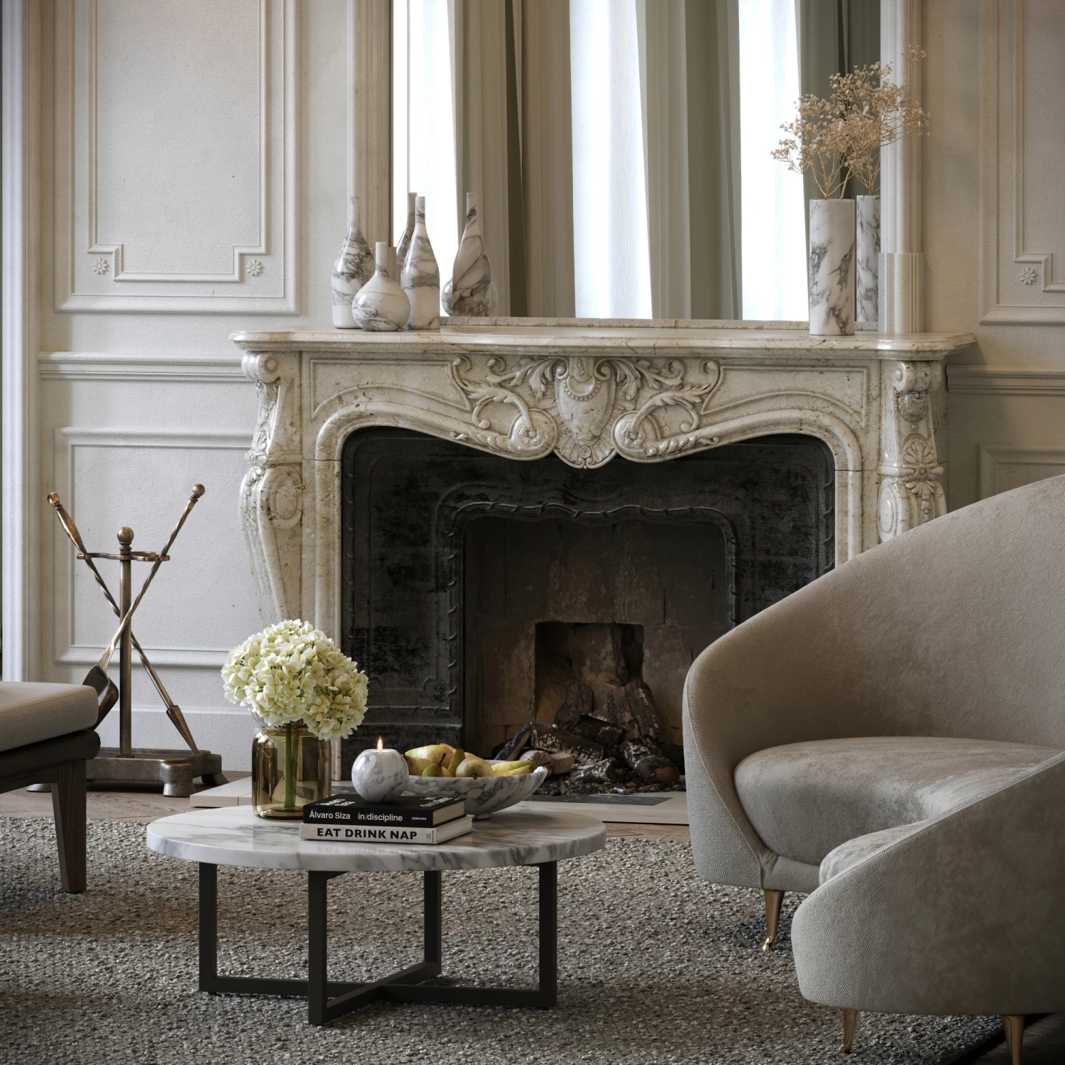 Nazzano Arabescato Marble Round Coffee Table With Black Legs 8 Nazzano Arabescato Marble Round Coffee Table With Black Legs - Image 6