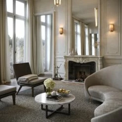 Nazzano Carrara Marble Round Coffee Table With Black Legs -LUSSO STONE Sales nazzano carrara marble round coffee table with black legs p5342 44236 zoom