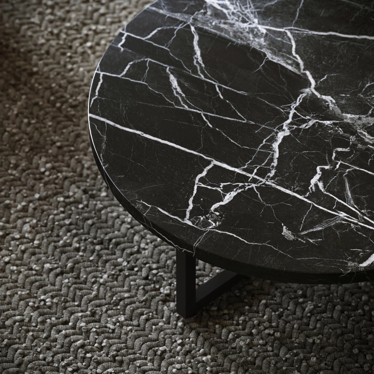 Nazzano Nero Marquina Marble Round Coffee Table With Black Legs 5 Nazzano Nero Marquina Marble Round Coffee Table With Black Legs - Image 3