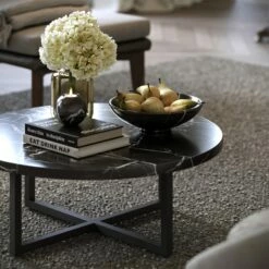 Nazzano Nero Marquina Marble Round Coffee Table With Black Legs 12 Nazzano Nero Marquina Marble Round Coffee Table With Black Legs -LUSSO STONE Sales nazzano nero marquina marble round coffee table with black legs p5344 44242 zoom