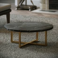 Nazzano Pietra Grey Marble Round Coffee Table