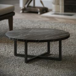 Nazzano Pietra Grey Marble Round Coffee Table With Black Legs -LUSSO STONE Sales nazzano pietra grey marble round coffee table with black legs p5343 44223 zoom