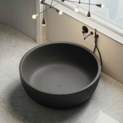Notion Charcoal Stone Resin Freestanding Round Bath 1350mm