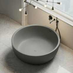Notion Pebble Grey Freestanding Round Stone Bath 1350mm