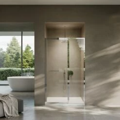 Nouveau Chrome Hinged Shower Door & Screen (All Sizes) -LUSSO STONE Sales nouveau chrome hinged shower door screen all sizes p6921 42939 zoom