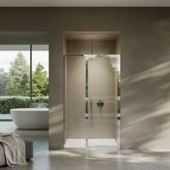 Nouveau Chrome Hinged Shower Door & Screen (All Sizes) -LUSSO STONE Sales nouveau chrome hinged shower door screen all sizes p6921 42940 zoom
