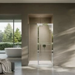 Nouveau Chrome Hinged Shower Door & Screen (All Sizes) -LUSSO STONE Sales nouveau chrome hinged shower door screen all sizes p6921 42941 zoom