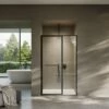 Nouveau Matte Black Hinged Shower Door & Screen (All Sizes)
