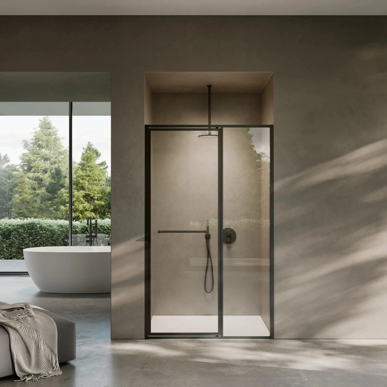 Nouveau Matte Black Hinged Shower Door & Screen (All Sizes) 3 Nouveau Matte Black Hinged Shower Door & Screen (All Sizes)
